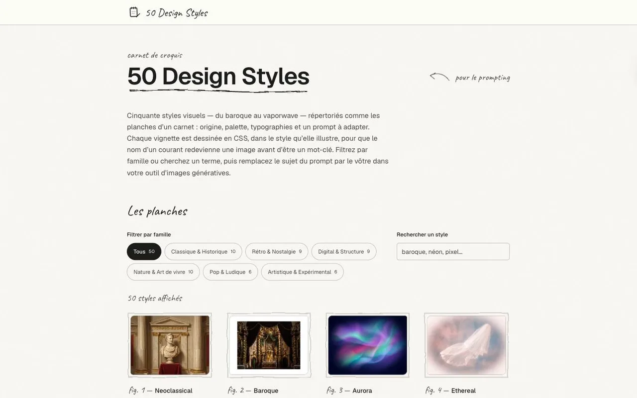 Aperçu du carnet 50 Design Styles
